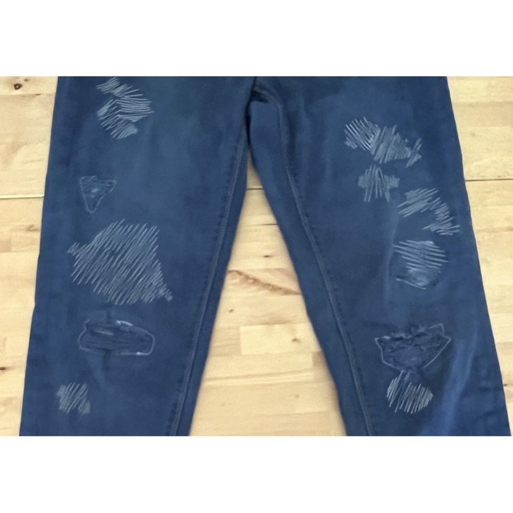 White House Black Market Girlfriend SZ 10 Embroidered Straight Leg Denim Jeans - Picture 7 of 12